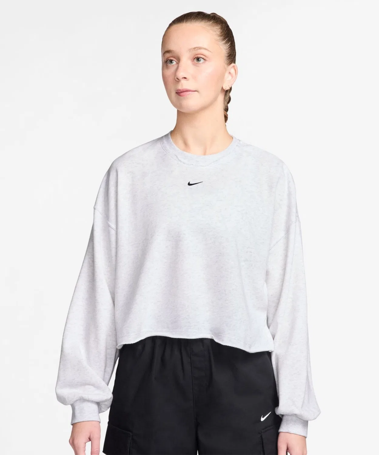 Женский свитшот с длинным рукавомNIKE NSW CHILL FT L/S Кру, Серый
