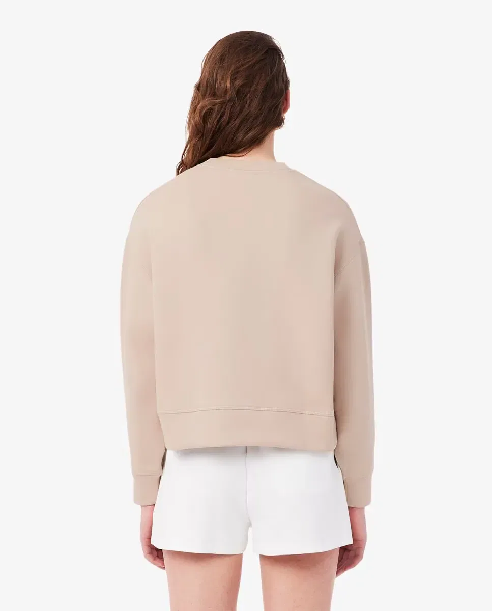 Свитшот женский Lacoste Beige оверсайз из двойного трикотажа — фото 2