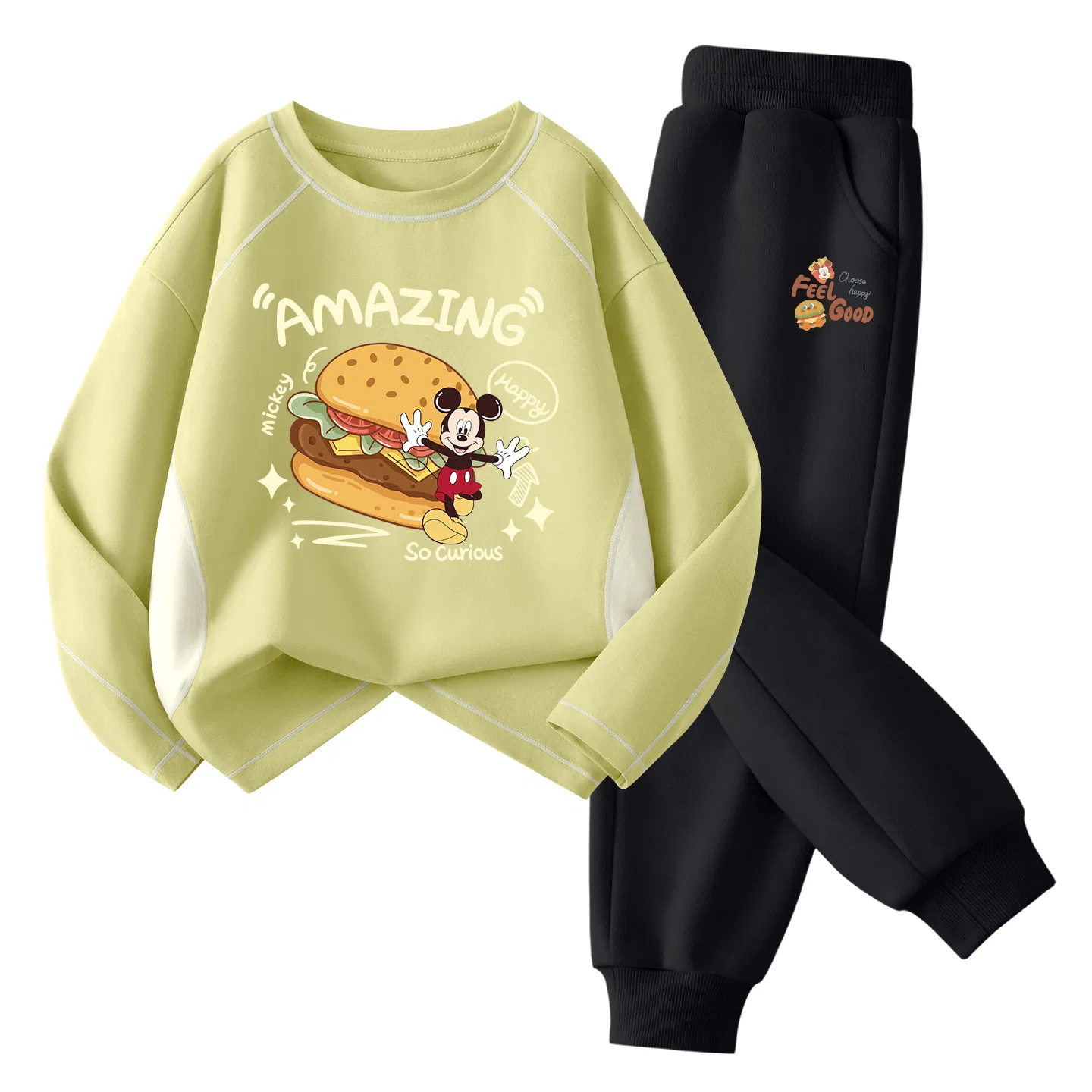 Детский спортивный комплект с круглым вырезом Lazy Lime Yellow+Tent Black Disney, Lazy Lime Yellow+Tent Black — фото 3