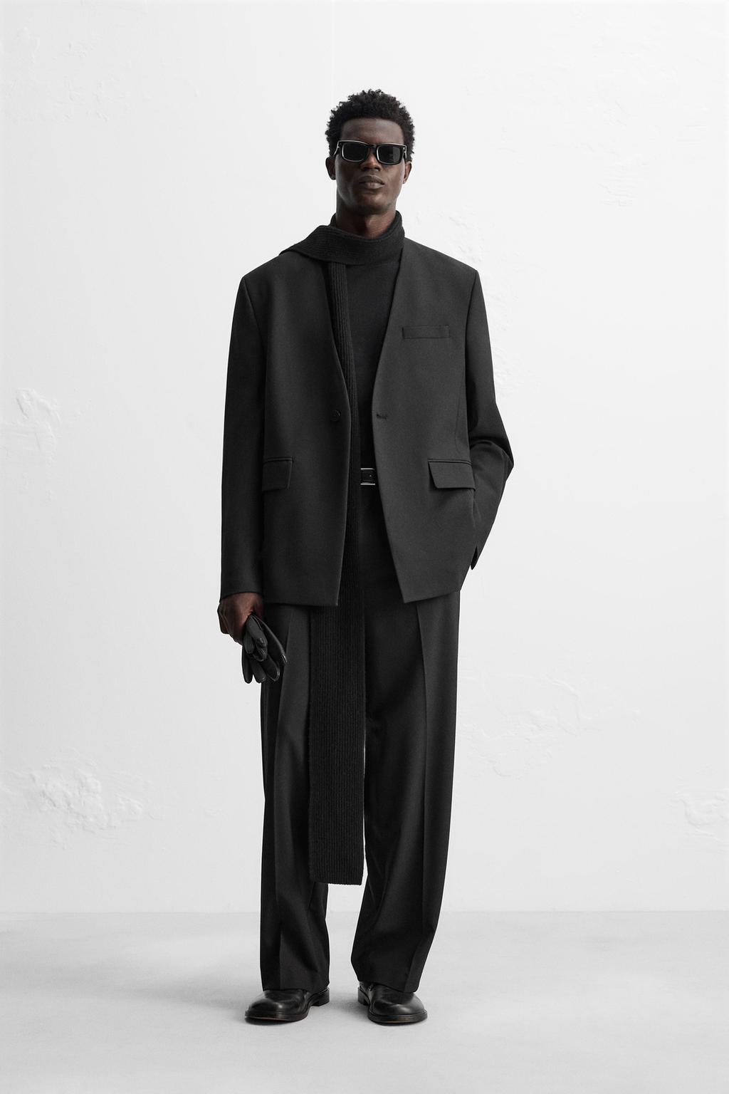 

Блейзер от костюма без лацканов ZARA, черный