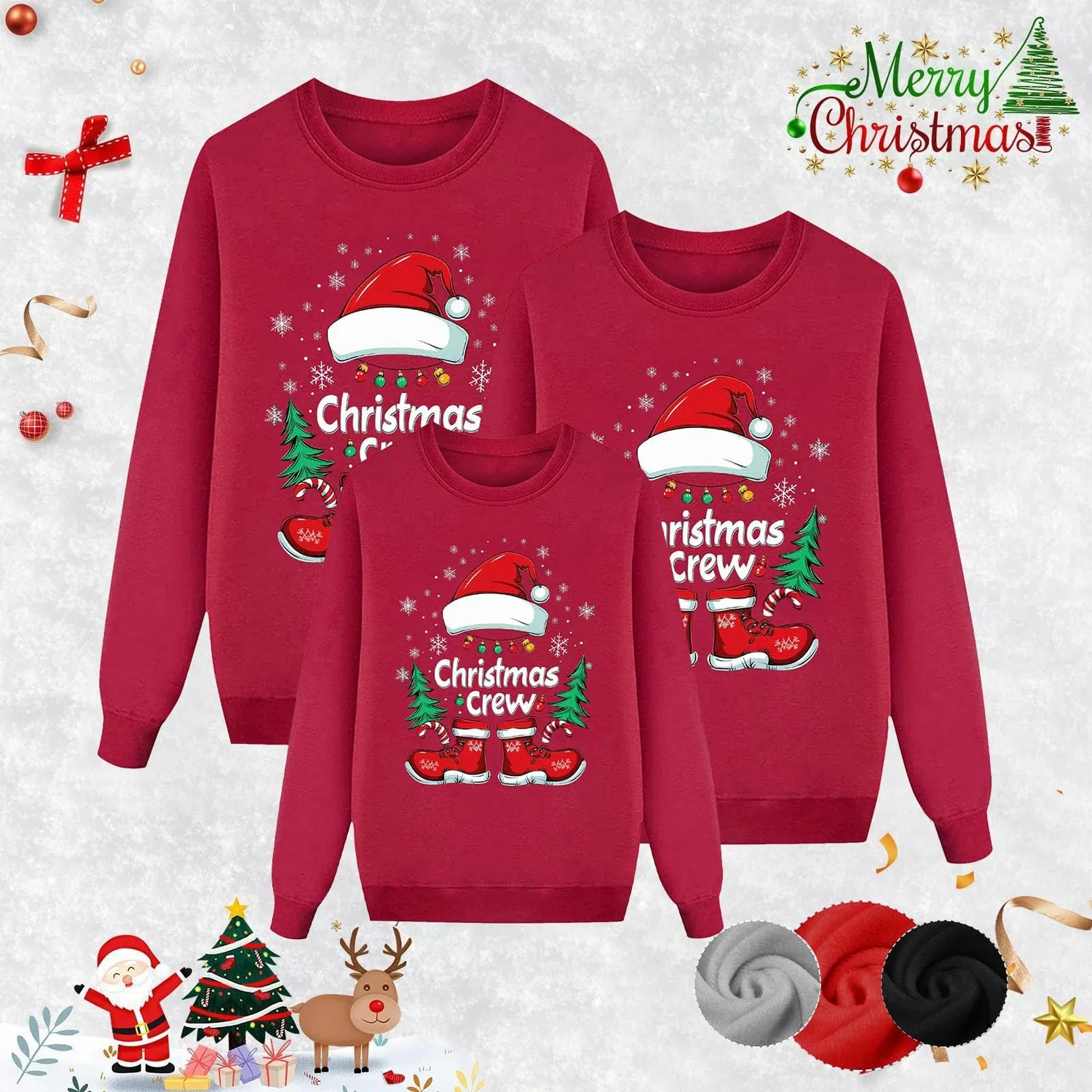 Женский свитшот с длинным рукавом с принтом оленя Family Christmas Sweater, 0410 — фото 2