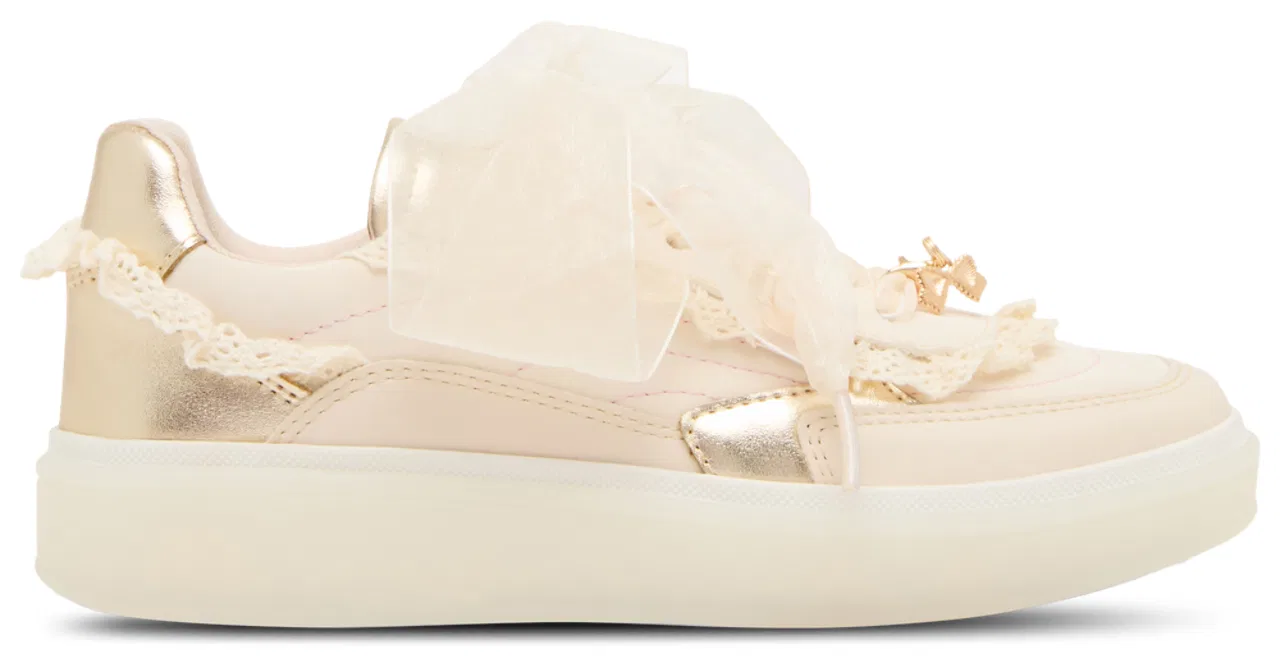 Детские кроссовки для девочек с рюшами и платформой JCIDER Steve Madden, Cream Multi
