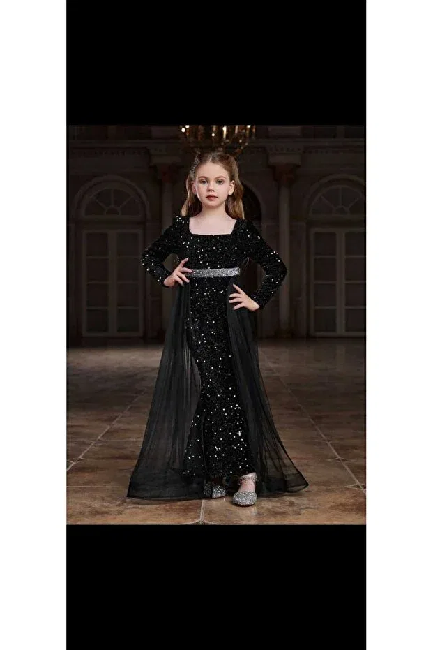 Детское платье с длинным рукавом Peza, Black