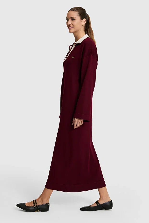 Женское платье трикотажное с длинным рукавом U.S. Polo Assn., Burgundy — фото 4