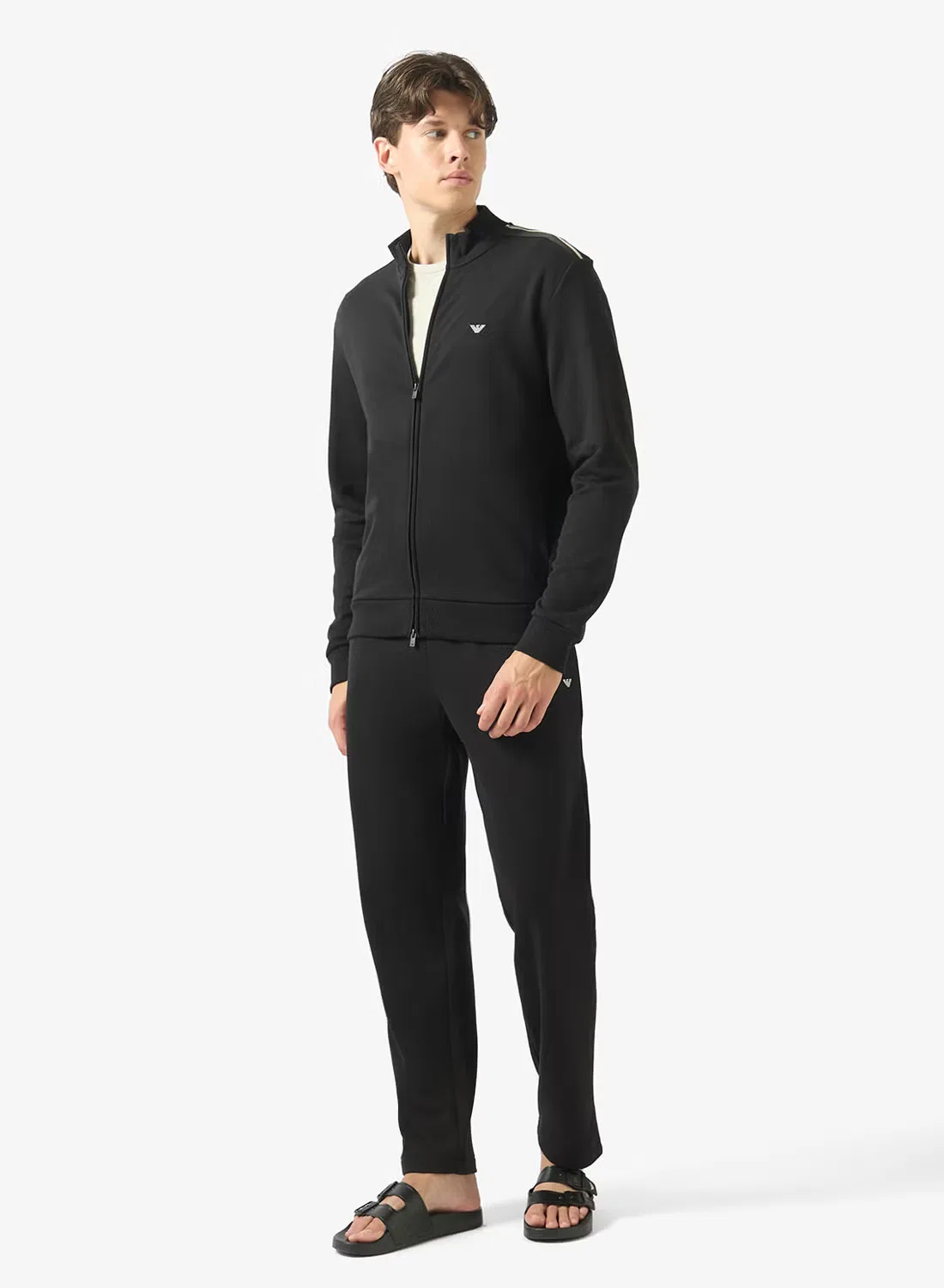Комплект свитшот на молнии и штаны Emporio Armani, черный