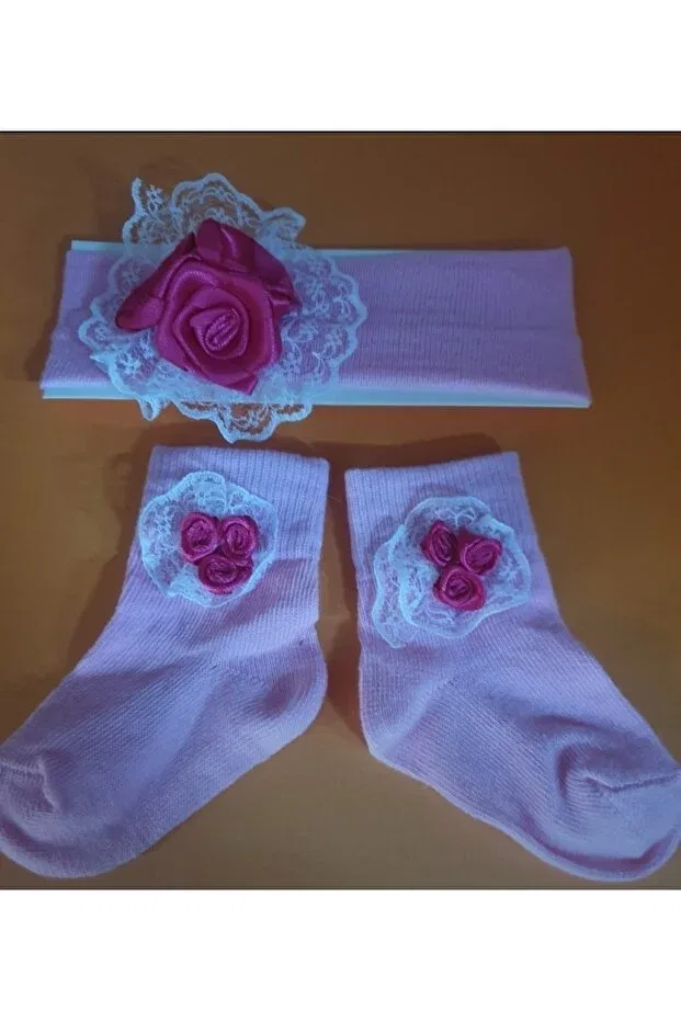 Детский комплект носков и банданы Unisex Özkardeşler Baby, Pink