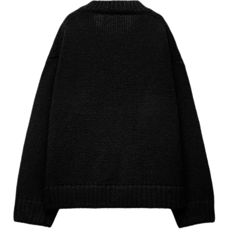 Мужской свитер с длинным рукавом AO YES SS25 Knitwear ZARA, Black — фото 3