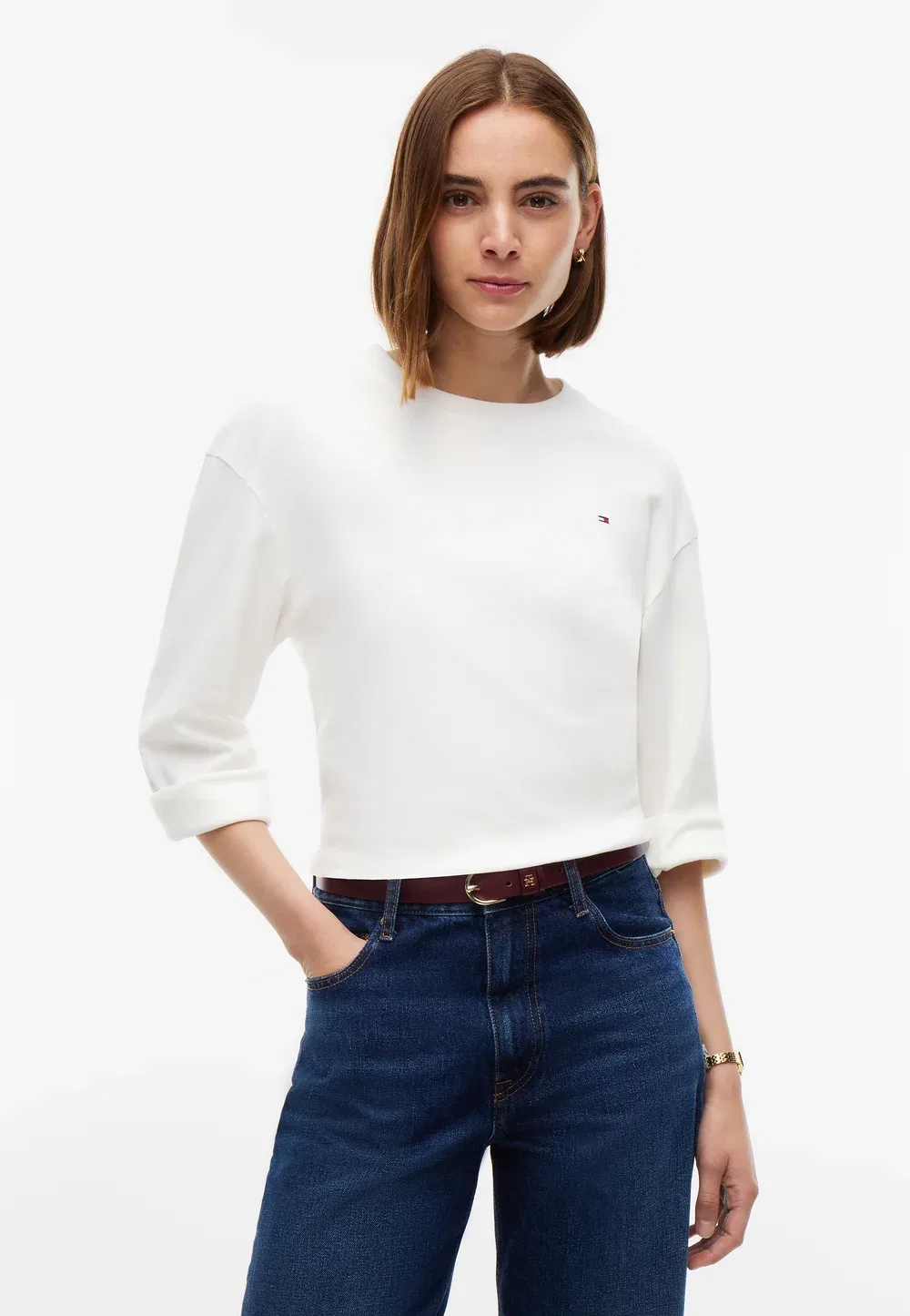 Свободный крой - топ с длинными рукавами Tommy Hilfiger, Ecru