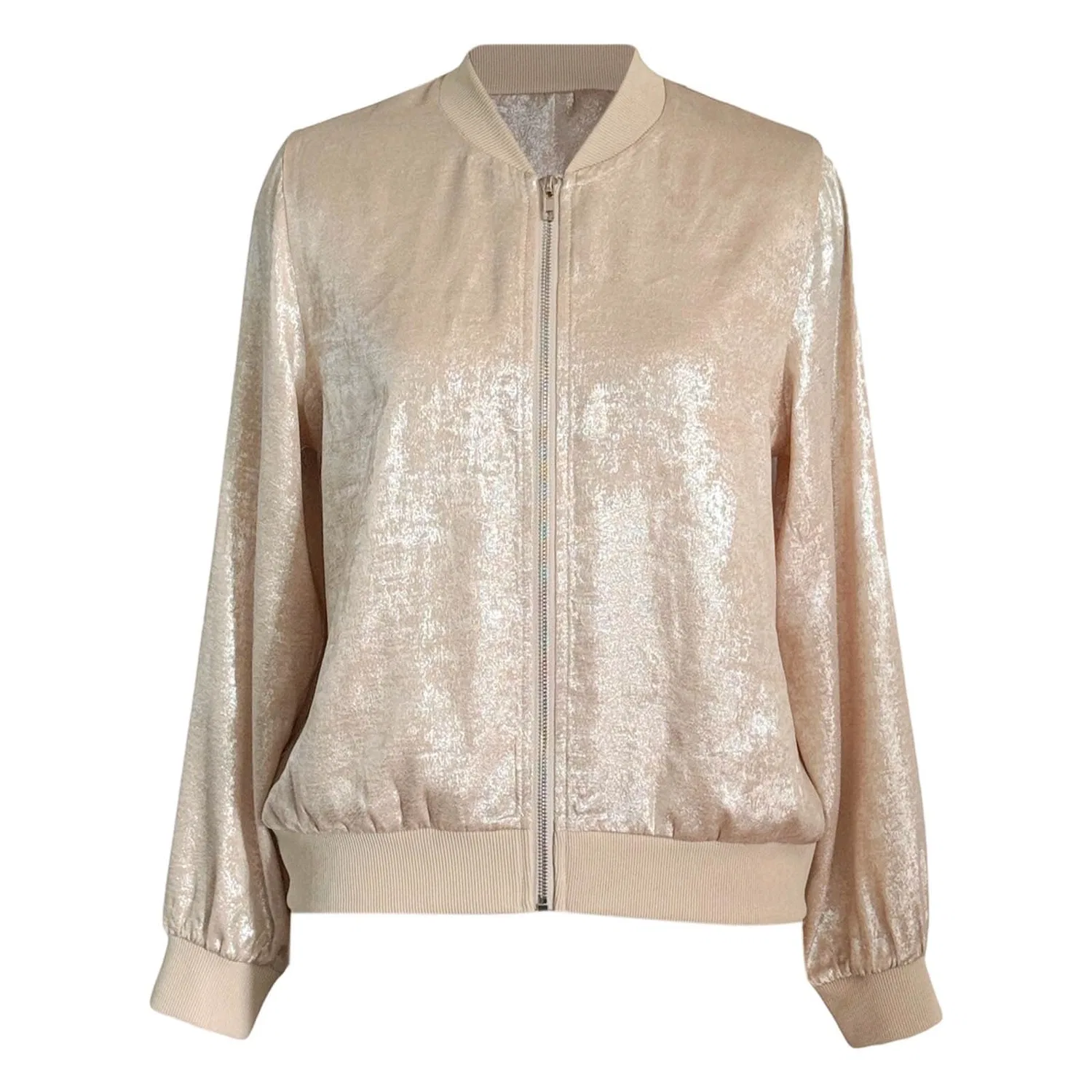 Женская куртка slim fit с молнией, однотонная, Oro Rosa — фото 4
