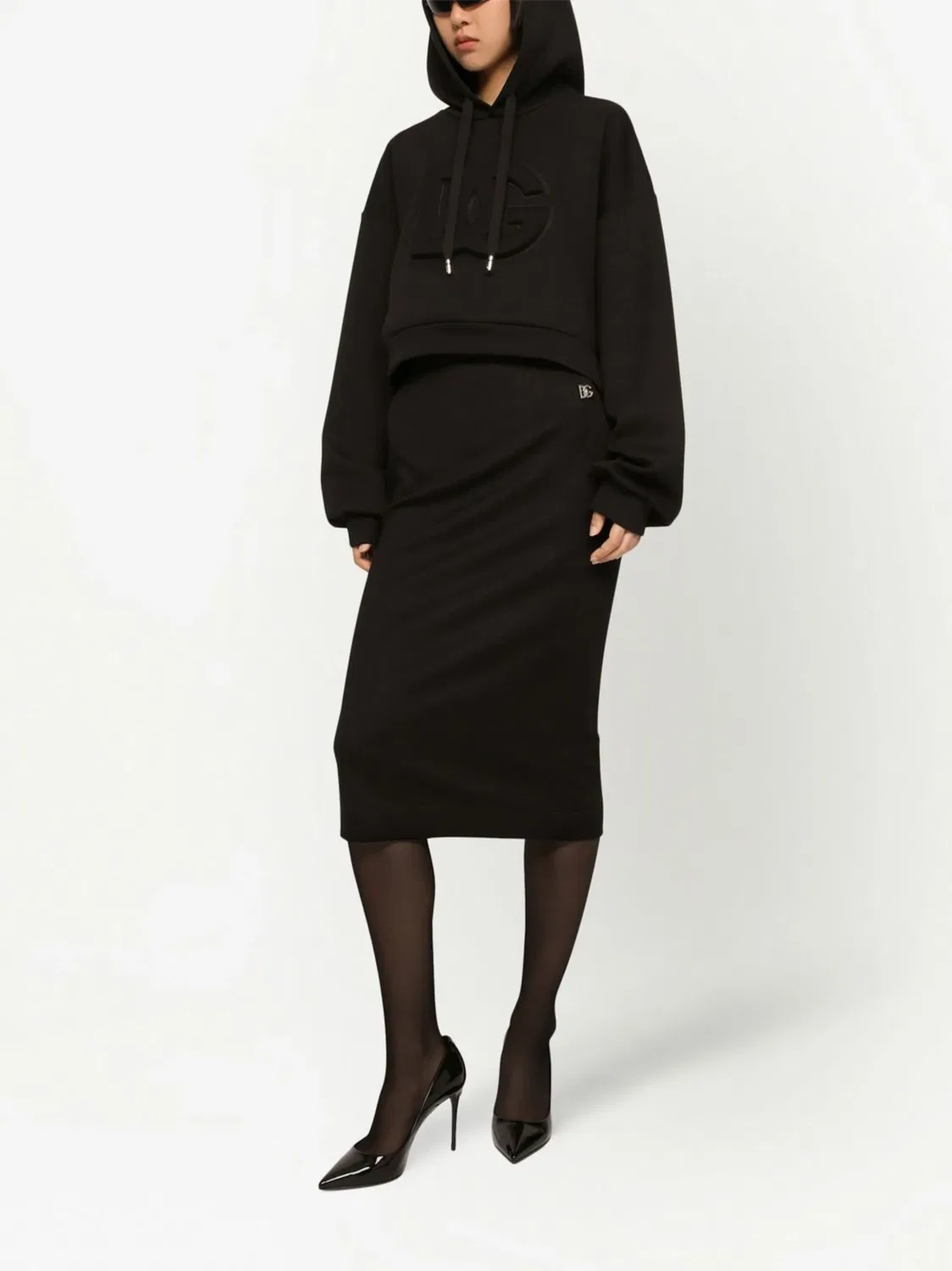 Dolce & Gabbana Юбка Milano-rib миди Черная — фото 4