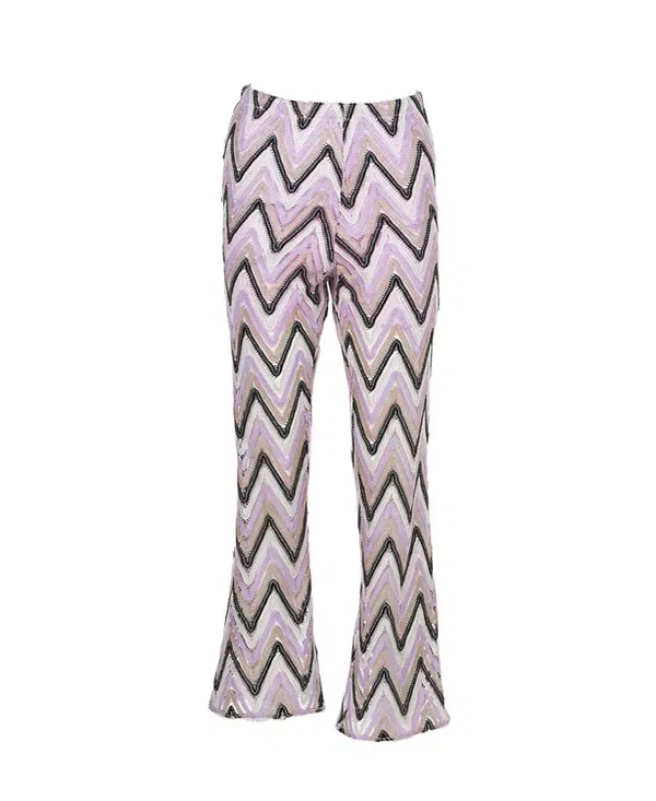 Детские брюки для девочек с принтом Retro Lavender Zig-Zag Beach Nessi Byrd, фиолетовый