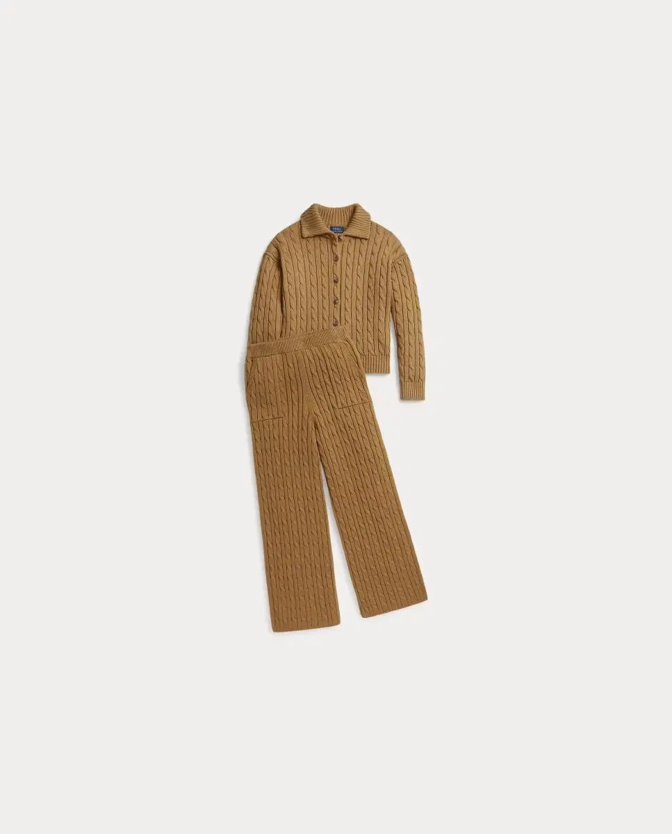 Детский кардиган для девочек с воротником поло Polo Ralph Lauren, Camel — фото 3