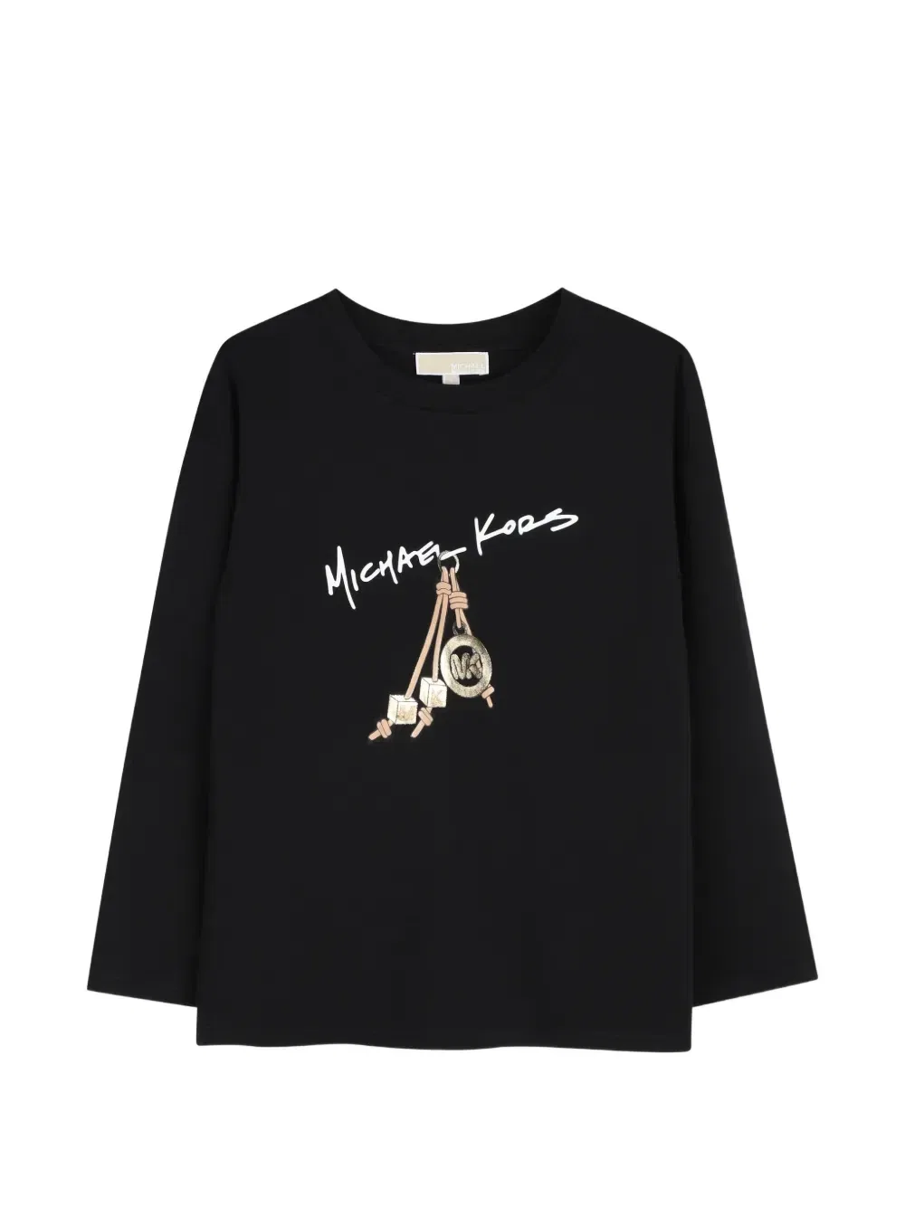 Футболка с длинными рукавами и графичным принтом Michael Kors Kids, черный