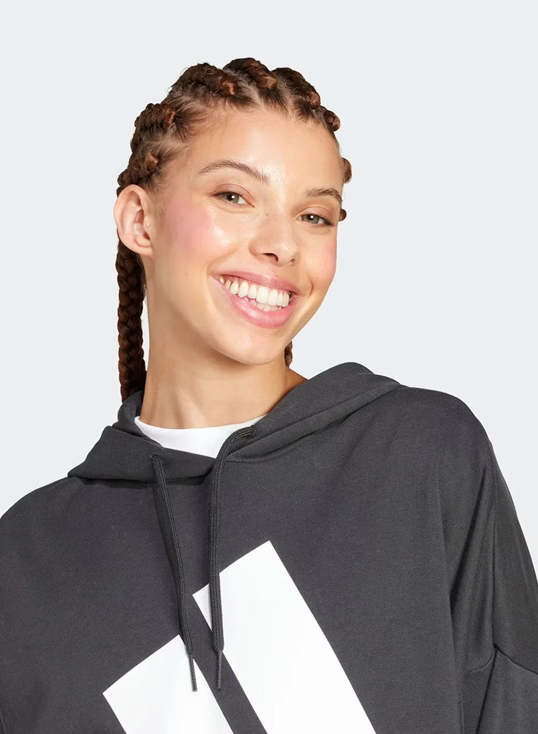 Худи свободного кроя с логотипом Adidas, черный — фото 4