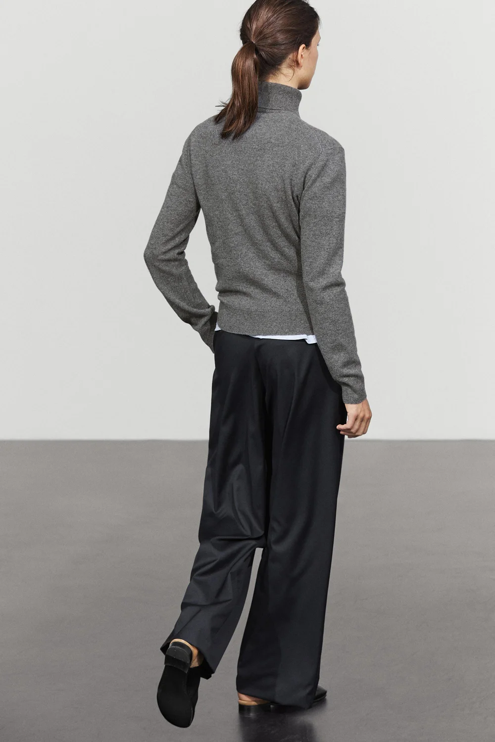 Свитер-водолазка Massimo Dutti Wool Blend Knit, средне-серый — фото 3