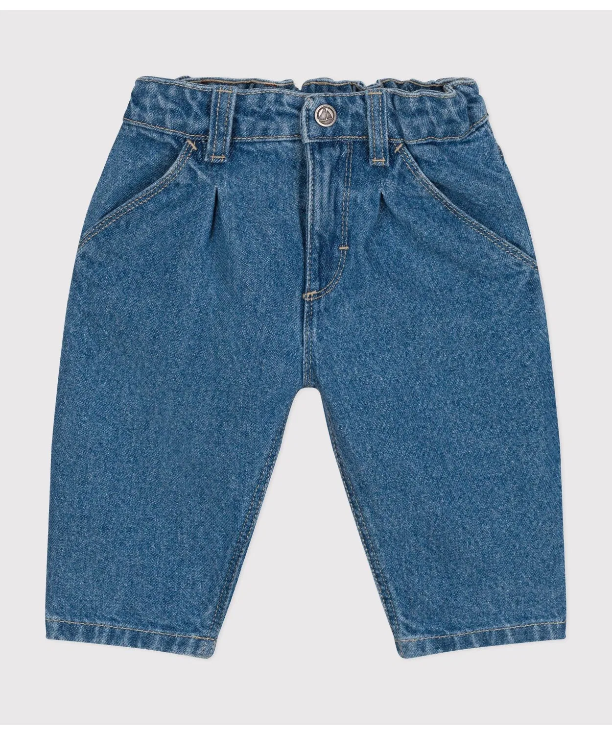 Детские джинсы прямого кроя с контрастной отделкой PETIT BATEAU, Light Blue