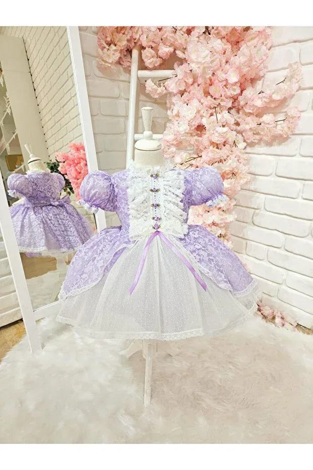 Детское платье для девочек кружевное Lila Isabella Hly Karol Tasarım, Lila