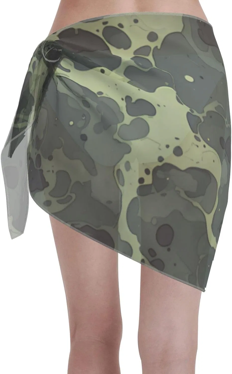 Женская пляжная накидка с принтом кактуса, Olive Green and Black — фото 2