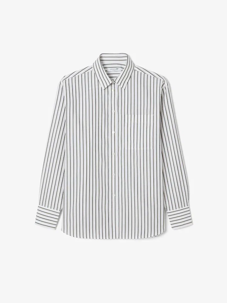 Рубашка женская оверсайз LACOSTE CF0215-55N, поплин, белая — фото 4