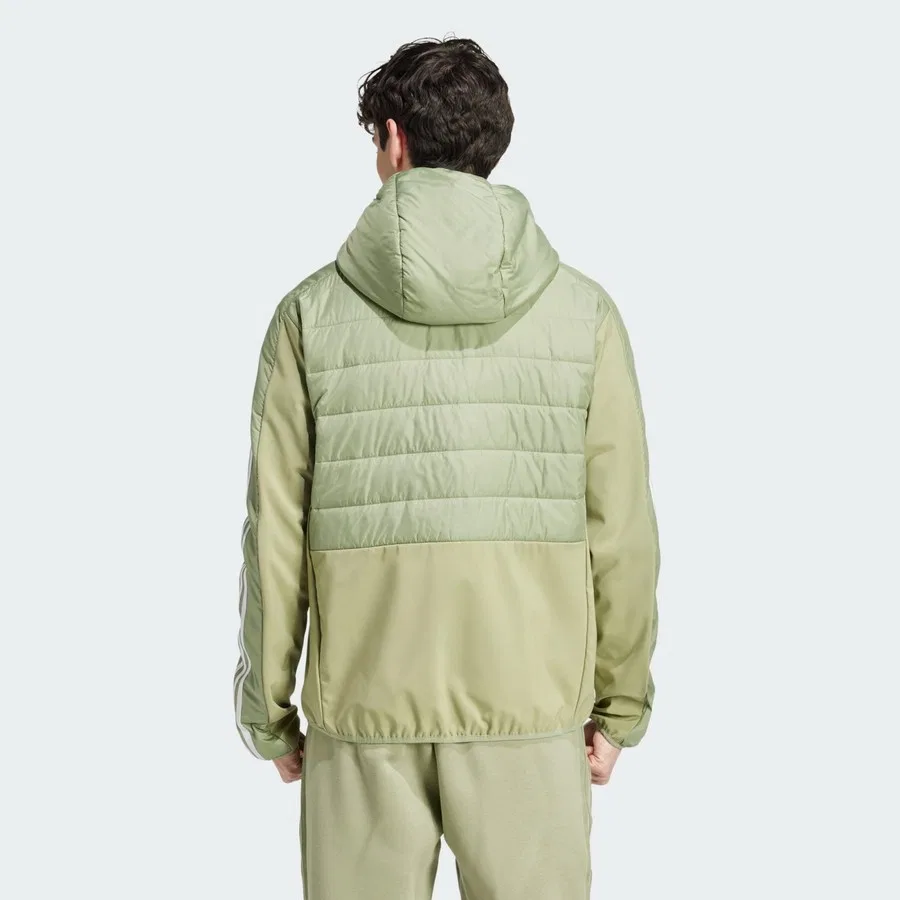 Утепленная куртка с капюшоном Sportswear Essentials 3-Stripes Insulated Hooded Hybrid Jacket adidas, Зеленый — фото 2