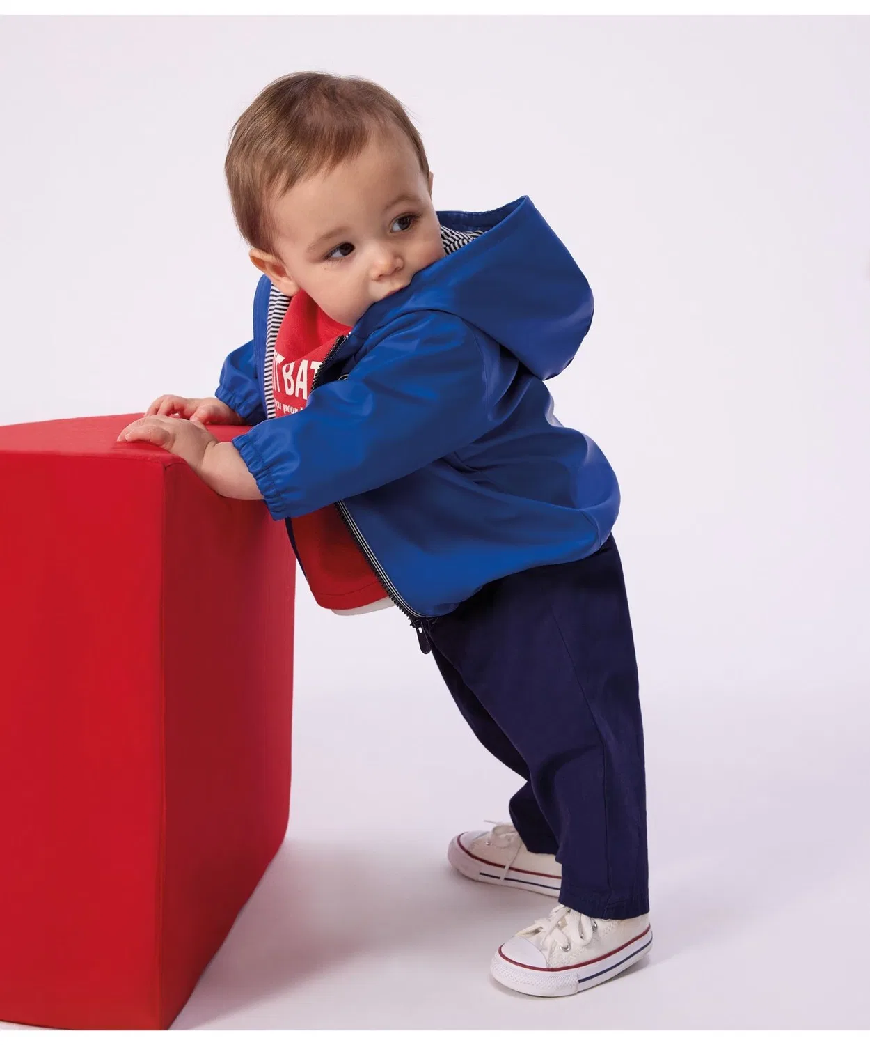 Детская куртка-парка с капюшоном, хлопковая, синяя PETIT BATEAU — фото 3