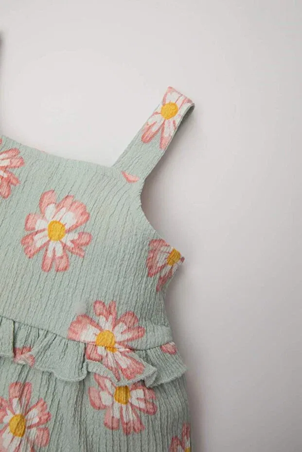 Детское платье для девочек с принтом Floral Sleeveless Dress Defacto, Blue-Be440 — фото 3