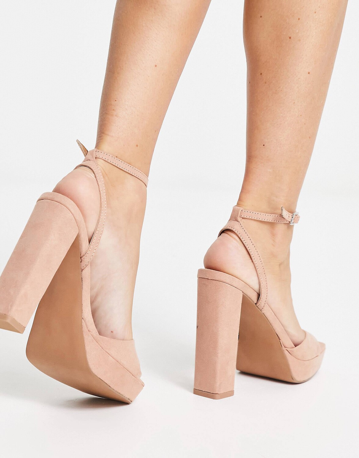 Босоножки на платформе с каблуком Asos Design Wide Fit Noun, розово-бежевый — фото 3