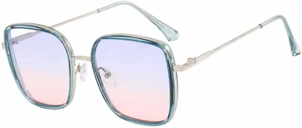 

Солнцезащитные очки с защитой UV400 | Увеличенные металлические петли, градиентные линзы | Для женщин и мужчин, для занятий спортом на открытом воздухе и вождения DSVIGF, Blue Pink