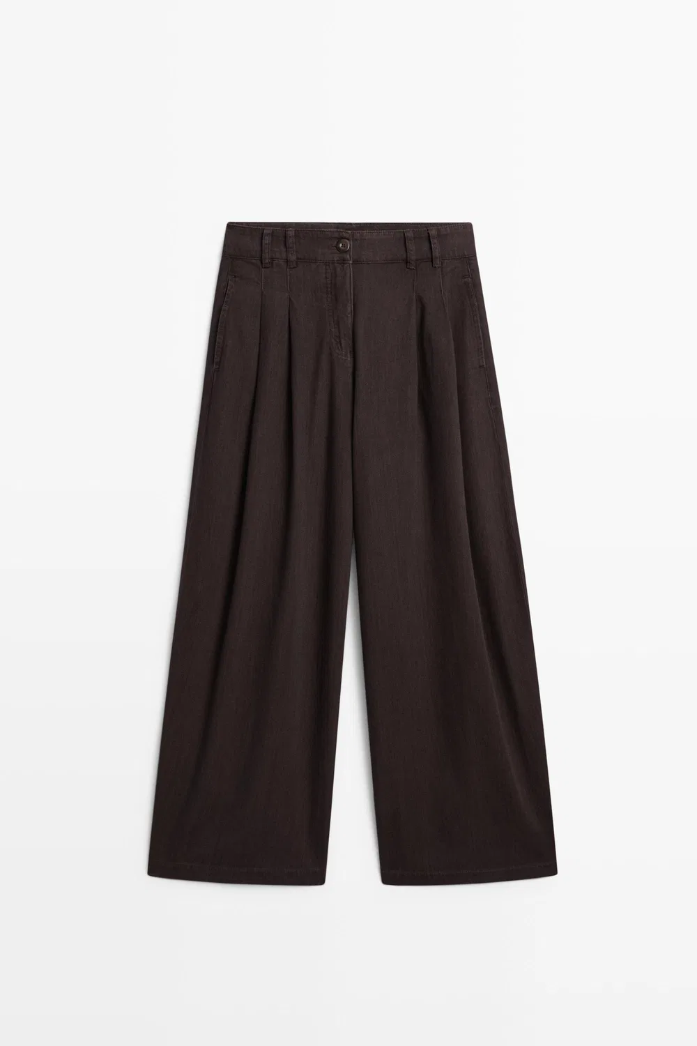 Джинсы Massimo Dutti, прямого кроя со складками, коричневый — фото 2