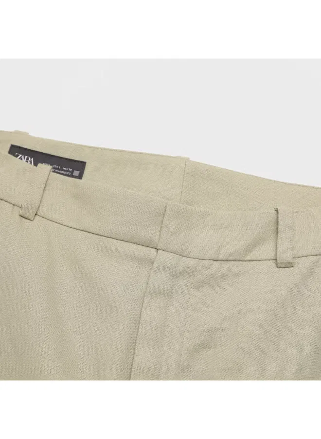 Шорты-юбка деловые универсальные Zara, льняной — фото 4