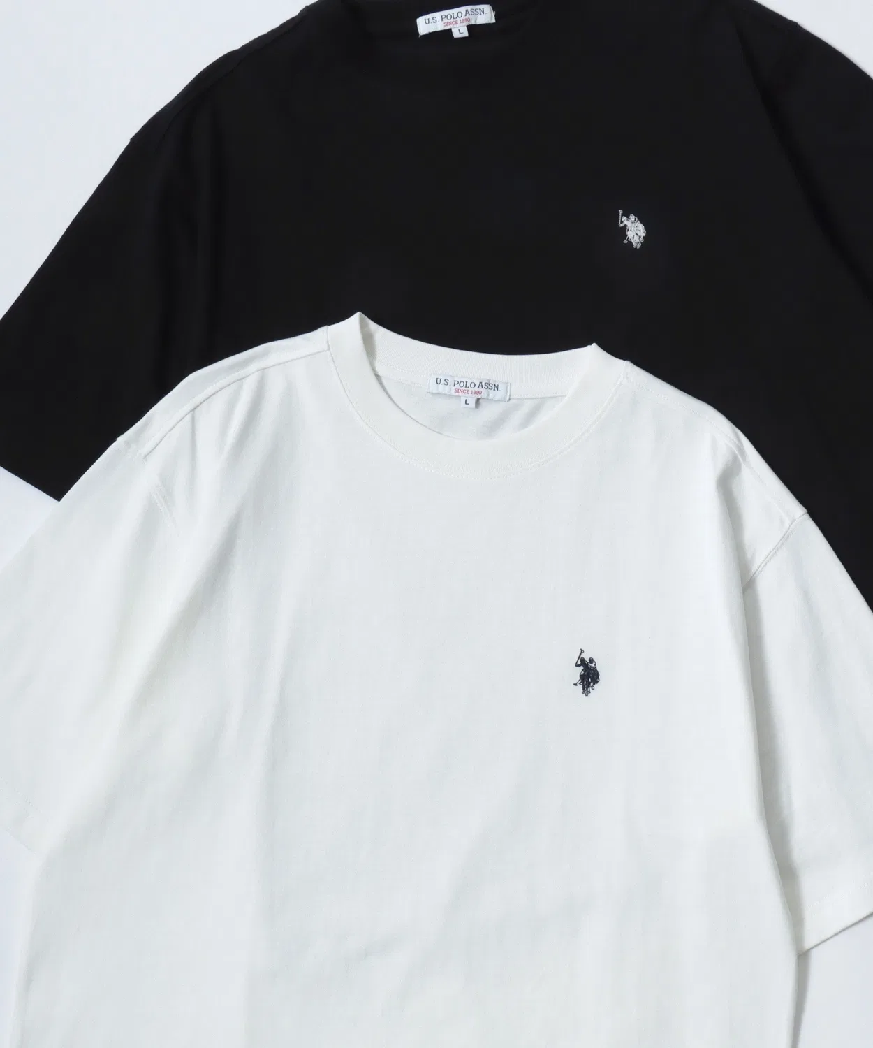 Мужская и женская футболка с длинным рукавомс вышивкой U.S. POLO ASSN., Офф-Белый