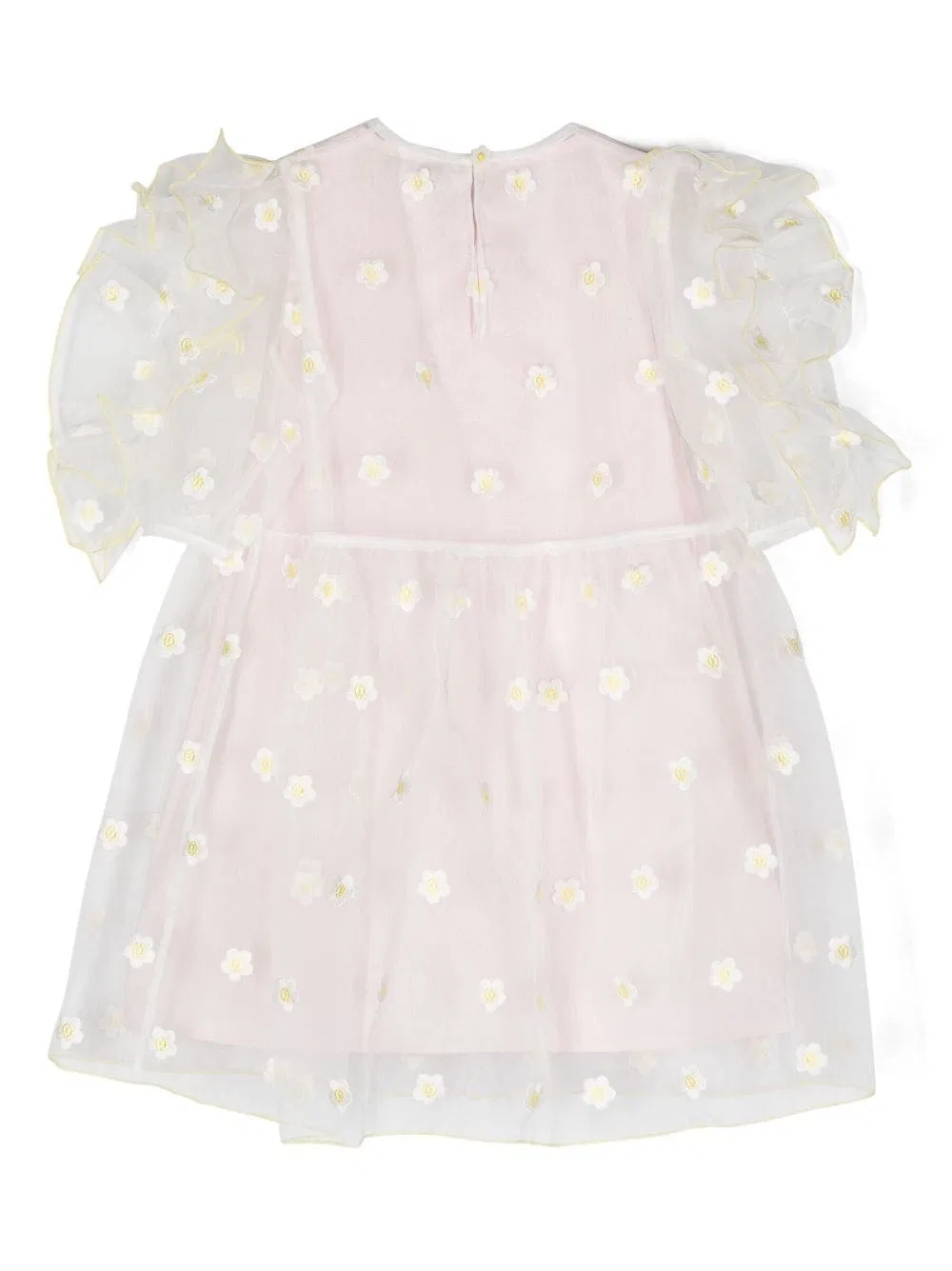 Платье из тюля с вышивкой ромашек Kids Daisy Embroidered Tulle Dress Stella McCartney, Avorio Embroydery — фото 2