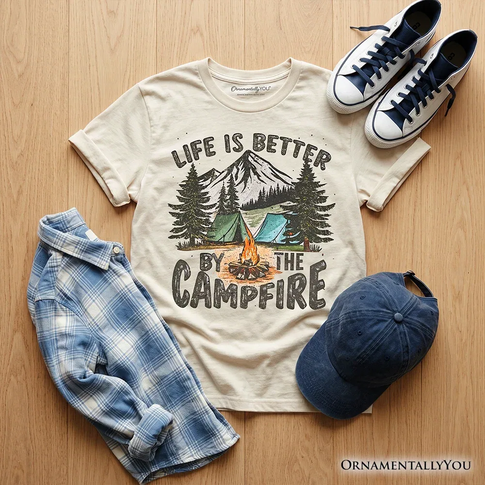Детская футболка для мальчиков с принтом Camping Campfire OrnamentallyYou, Sand