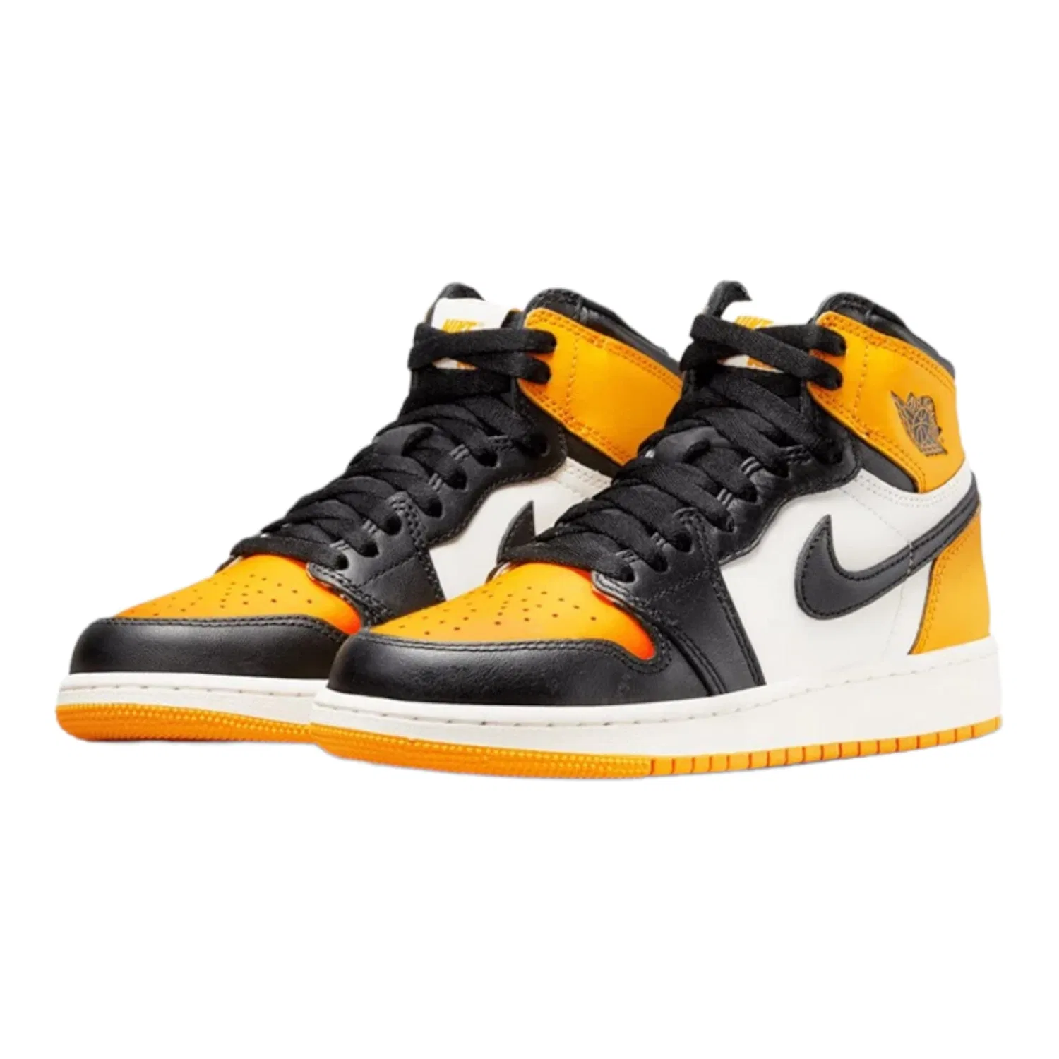 Детские кроссовки для мальчиков Air Jordan 1 Retro HI OG Junior Jordan, Taxi Black Sail — фото 3
