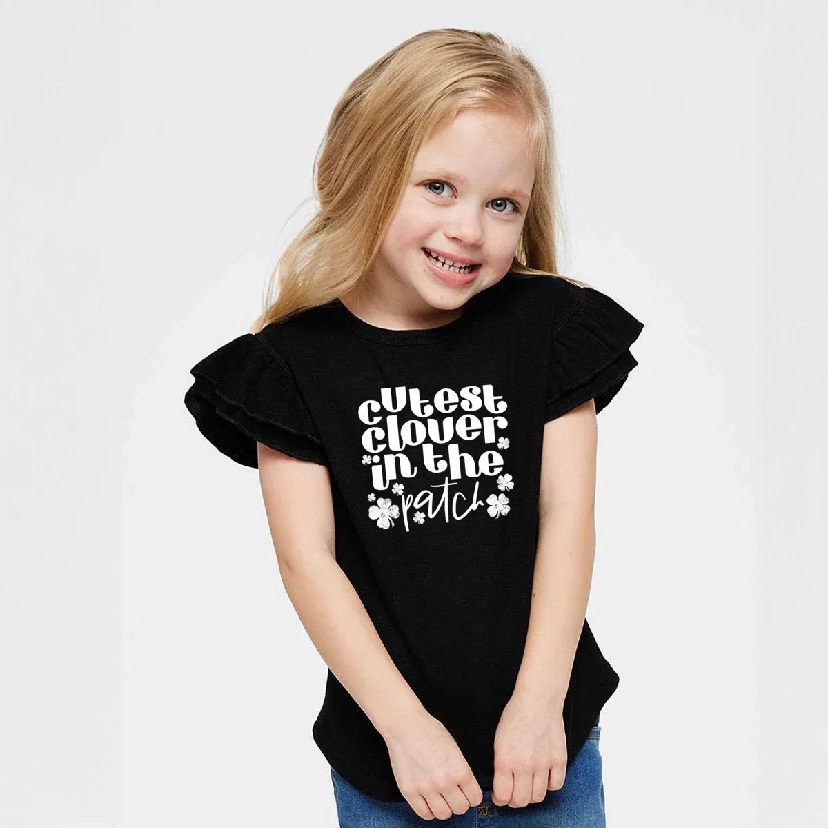 Детская футболка с принтом Cutest Clover In The Patch The Juniper Shop, Black