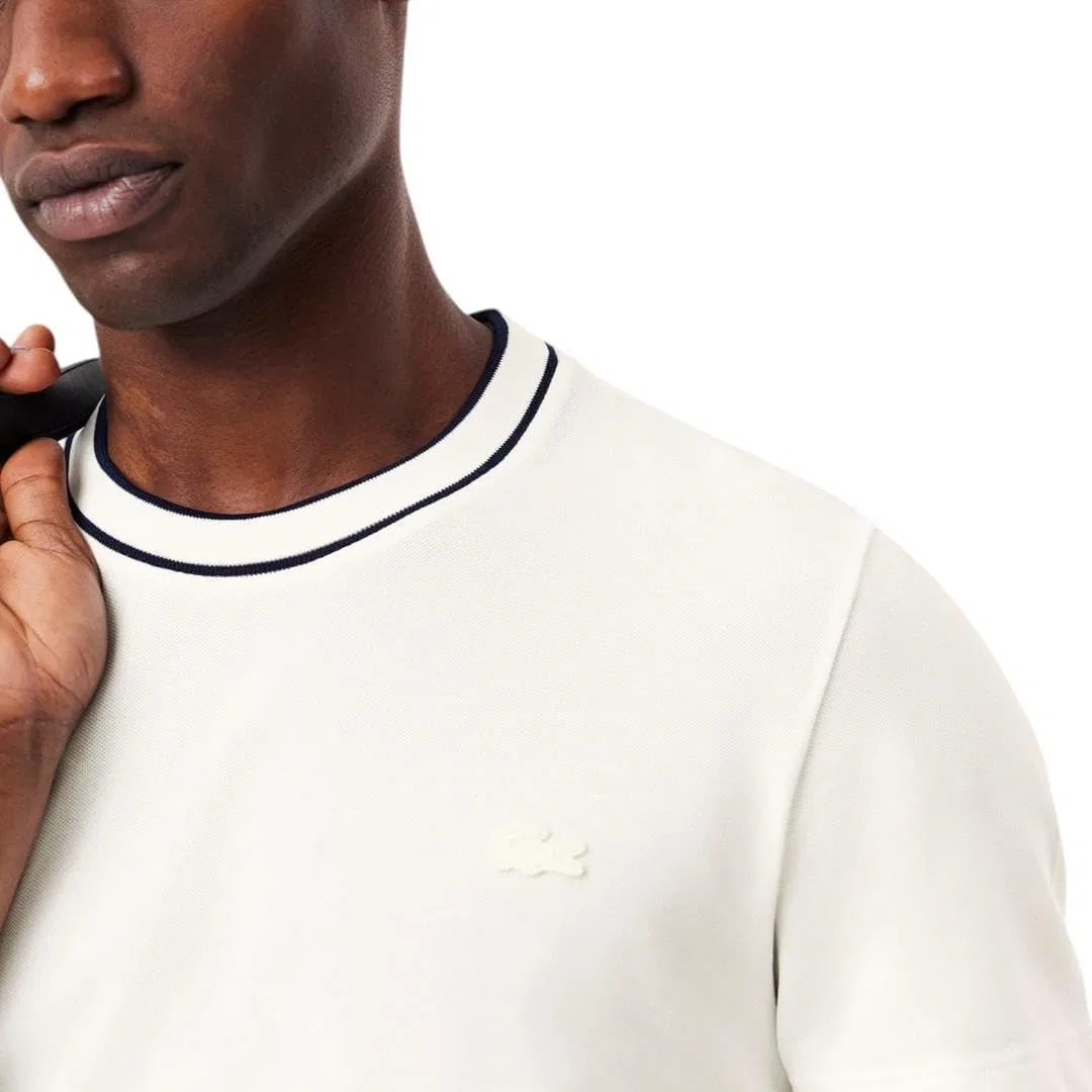 Мужская футболка из пике с контрастным воротником Lacoste, Flour Striped Collar — фото 2