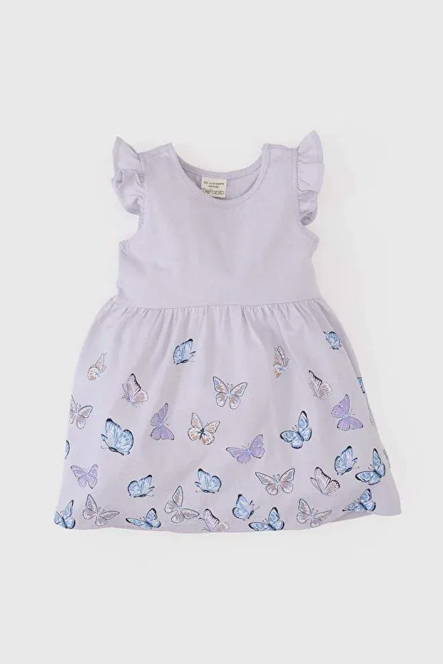 Детское платье для девочек с принтом Floral short sleeve dress baby girl c0075a525sm Defacto, Purple-Pr305