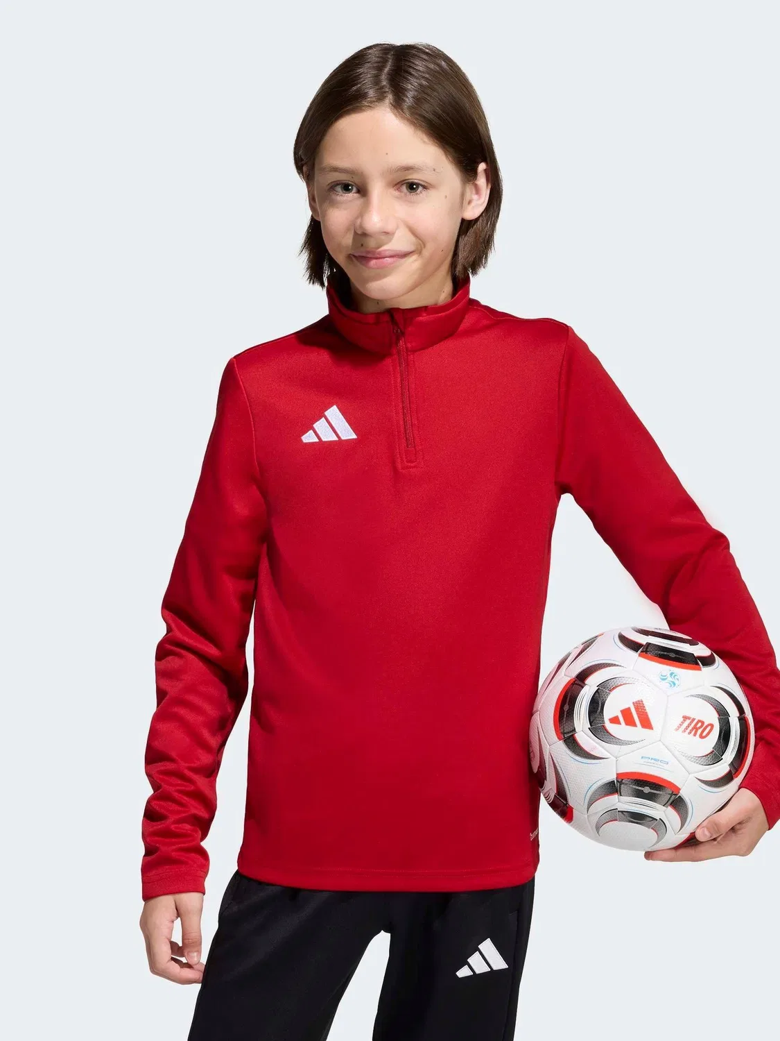 Тренировочная куртка adidas Entrada26 с четверть-застежкой, красная — фото 2