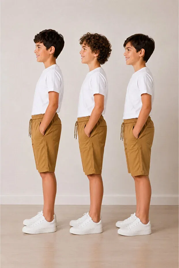 Детские шорты для девочек хлопковые Basics Generic Brands, Beige — фото 2