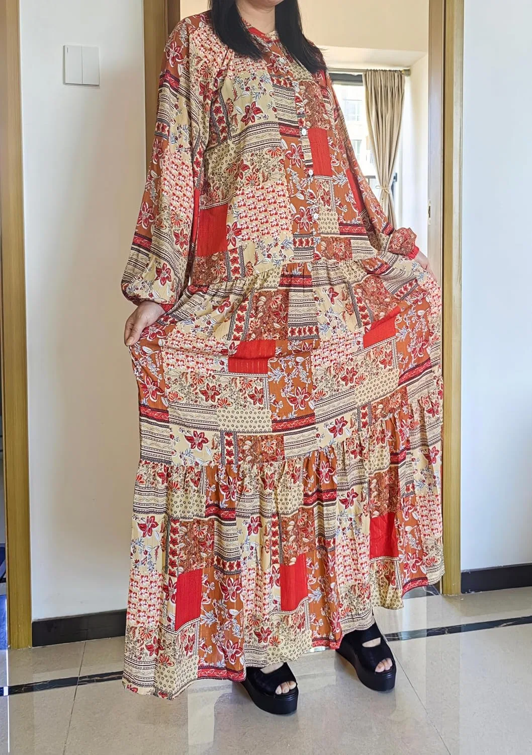 Женское повседневное платье с пуговицами 100% Polyester, Red — фото 2