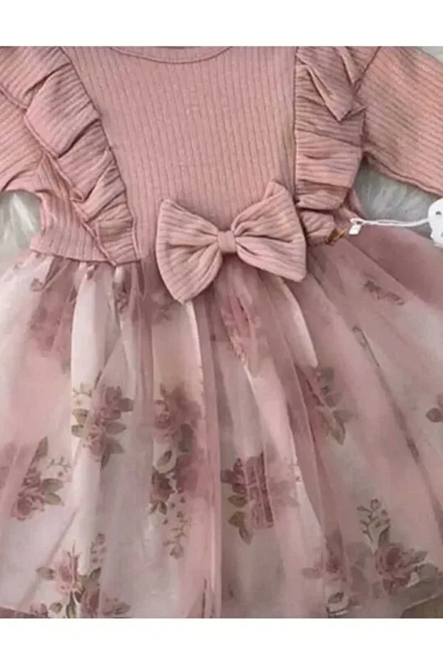 Детское платье для девочек с длинным рукавом Retro Women, Pink — фото 4
