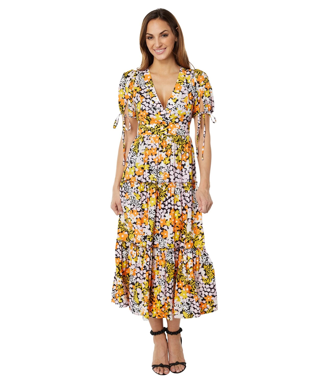 

Платье Ted Baker, Safiree Printed Tie-Back Tiered Midi Dress
