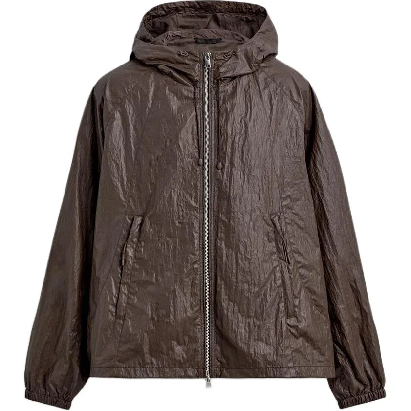 Мужская куртка с капюшоном тонкая Brown ZARA, Коричневый