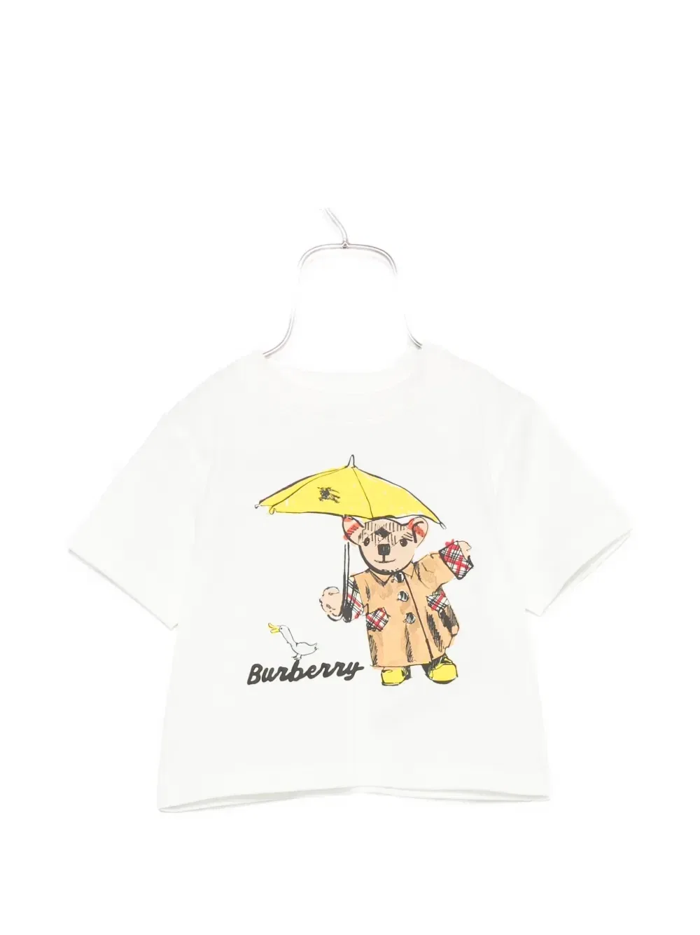 Футболка с принтом медведя Burberry Kids, белый