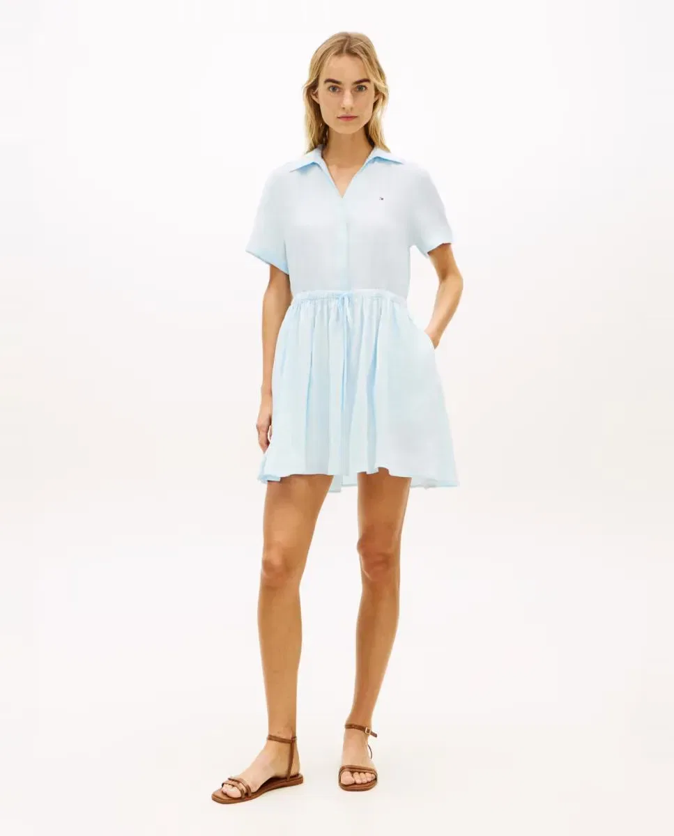 Женское платье из льна с коротким рукавом Tommy Hilfiger, Azul Claro