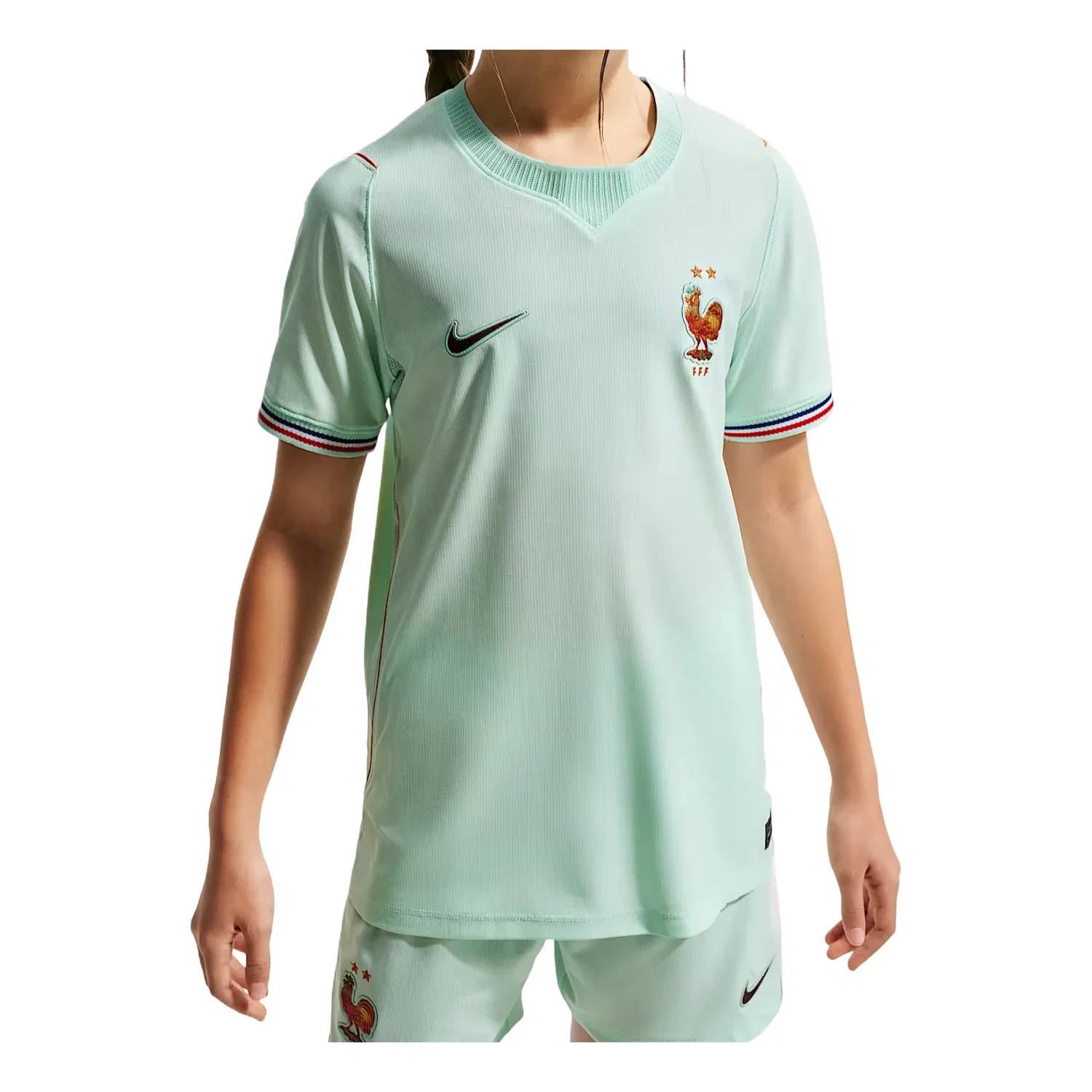 Детская футболка Nike France National Team 2026 Stadium Away Dri-FIT Soccer Jersey 'Igloo Monarch', зеленый