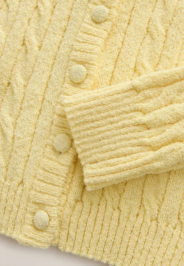 Кардиган с косами Cable Knit Next, Butter Yellow, желтый — фото 3