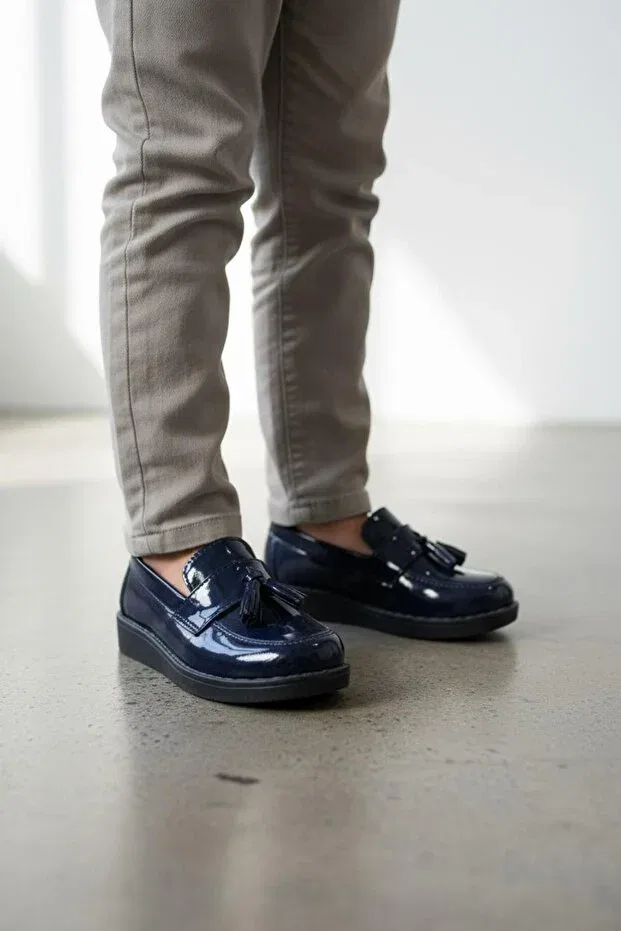 Детские повседневные туфли для девочек без каблука Görkem Bebe Ayakkabı Ve Tekstil, Navy Blue