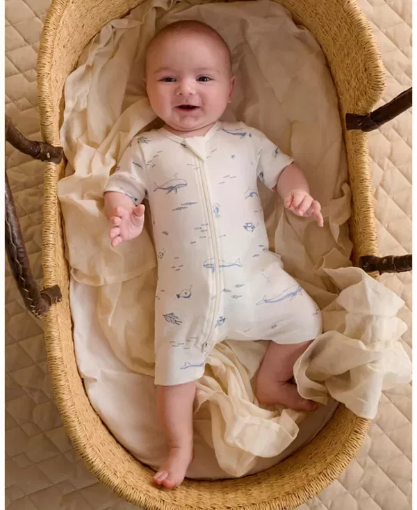Детский комбинезон с коротким рукавом 2 шт Purebaby, Vanilla Nautical Pack — фото 2