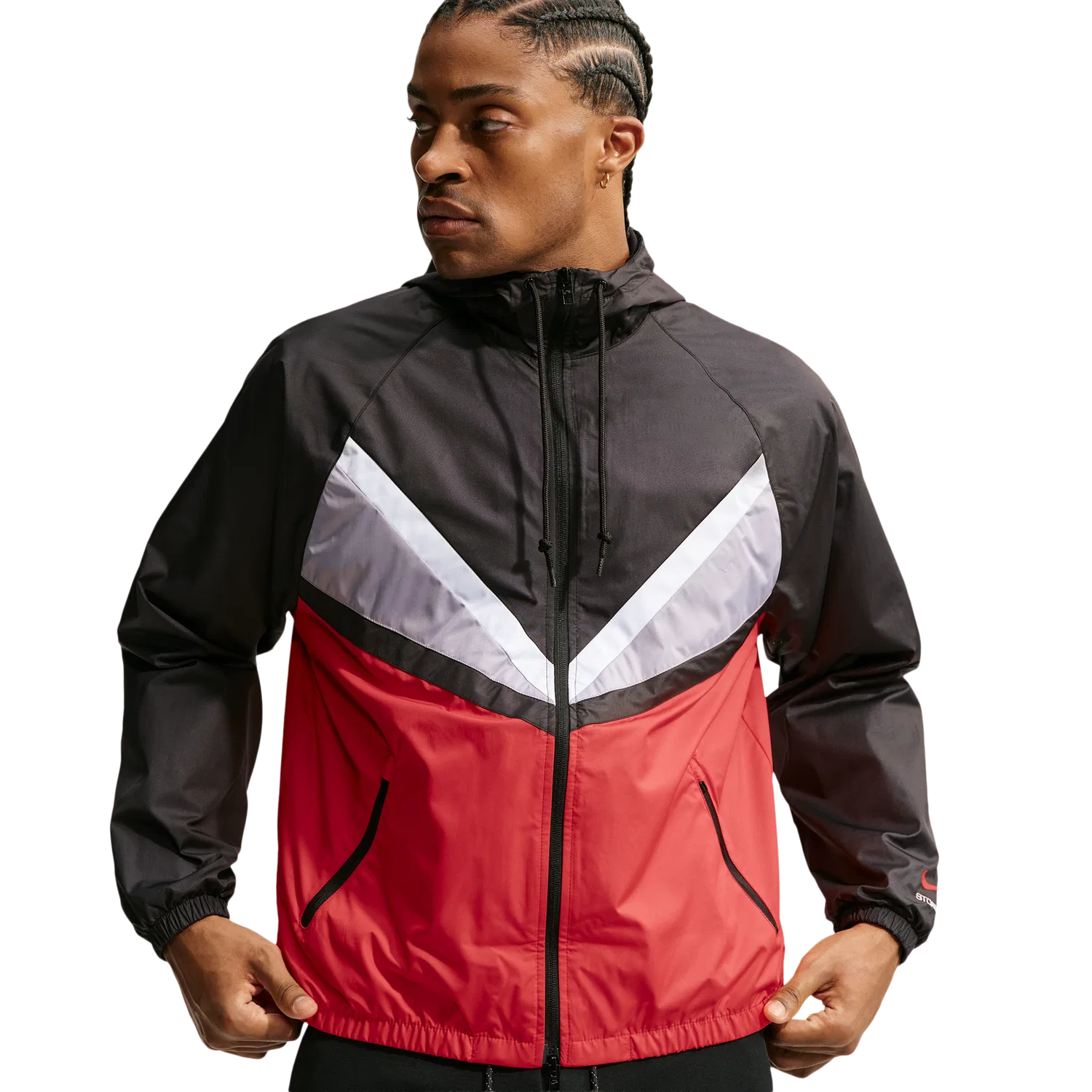 Мужская куртка с принтом Windrunner Land 26 RMX Nike, University Red Black Cement Grey — фото 4